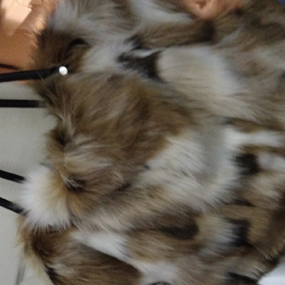 Faux Fur Purse with Brown and White Pattern New